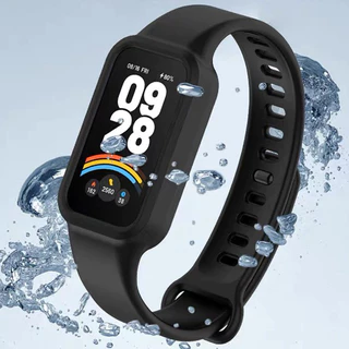 สายรัดซิลิโคนอ่อน for Xiaomi Smart Band 9 Active / Redmi Band 3 สร้อยข้อมือวงปรับได้โดยไม่มีฟิล์มปกป้องกันกระแทกหน้าจอ