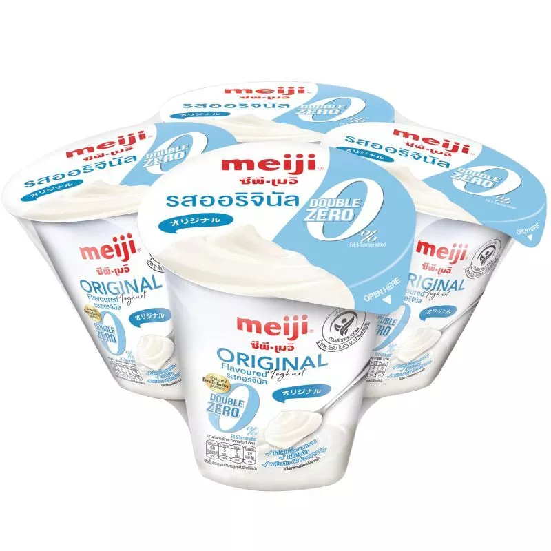 เมจิโยเกิร์ตไม่มีไขมันรสออริจินัล 135ก แพค 4 Meiji Yoghurt Fat Free Original Flavoured 135g. Pack 4 [8850329381548 ]
