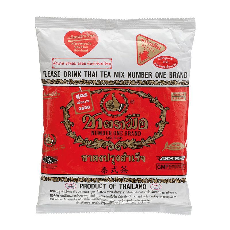 ชาตรามือชาผงปรุงสำเร็จฉลากแดงถุง 400กรัม Cha Tra Mue Thai Tea Mixed Red Lable 400g. [หมายเลขบาร์โค้ด 8850370721119 ]