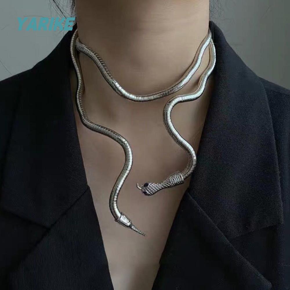YARIKE สร้อยคอโลหะผสม Punk 90CM Twining Snakelike Bracelet