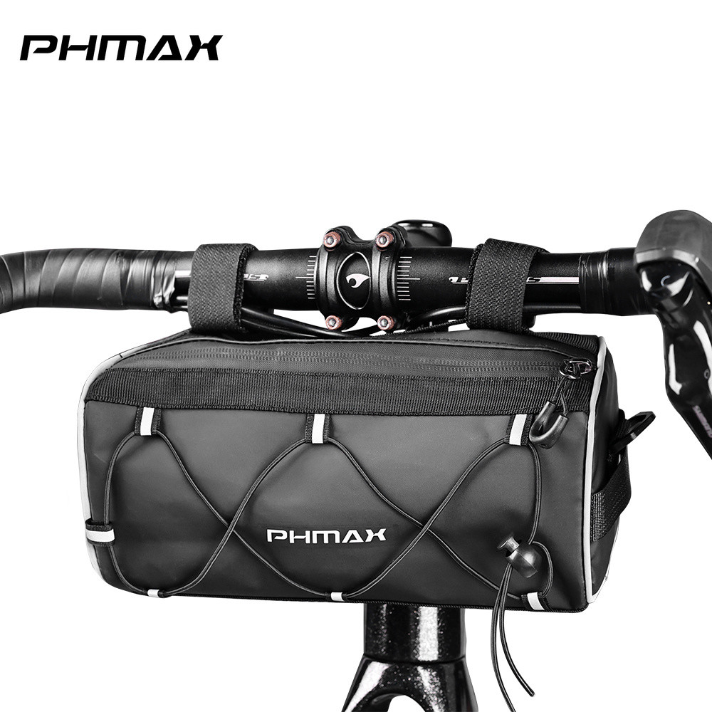 PHMAX กระเป๋าจักรยานกันน้ํา 2ล ความจุที่ถอดออกได้จักรยานด้านหน้ากระเป๋าขี่จักรยานกระเป๋าเก็บกลางแจ้ง