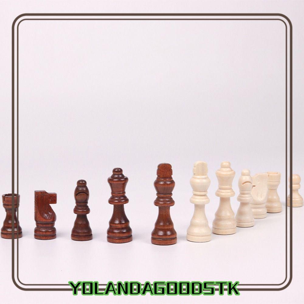 IYOLANDAGOODS1 Wood Chessmen, Wood 32 Piess Wooden Chess Pieces Only No Board King Height Chess