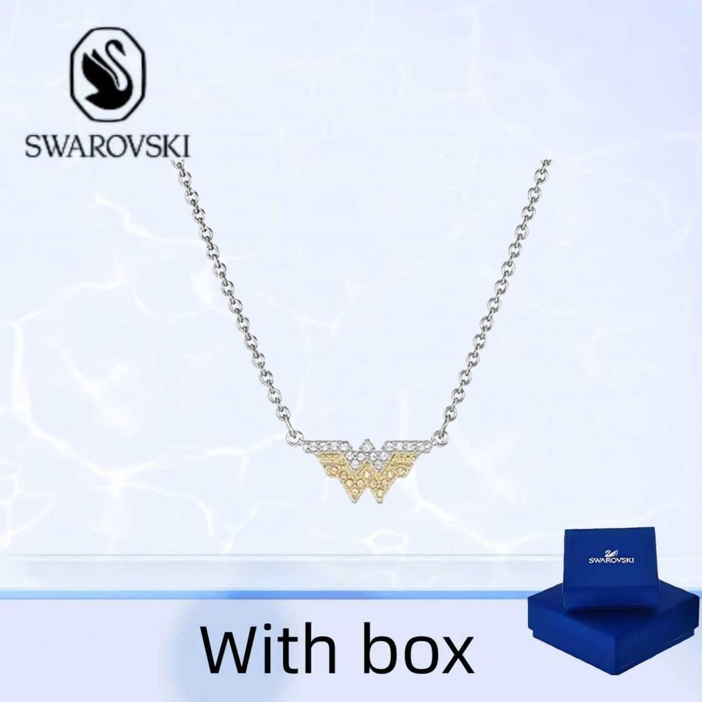 Swarovski (พร้อมกล่อง) ซื้อสร้อยคอเครื่องประดับเงินแท้ Swarovski Swan Jewelry ARFGV Swan Colorfast S