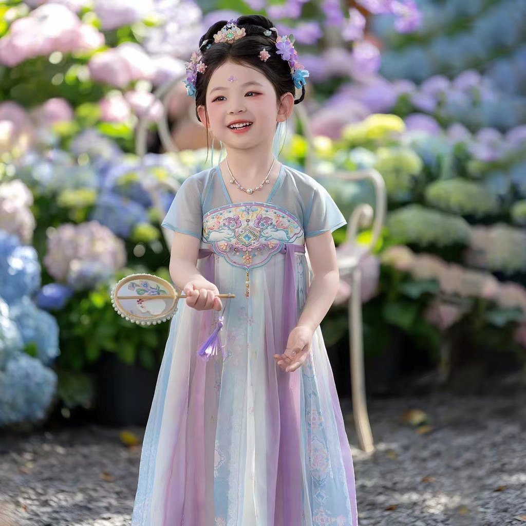 ฉี่คิดส์-[ก377]ชุดฮั่นฝูเด็กหญิงสไตล์โบราณชุดซูเปอร์แฟรี่ถังชุดโบราณสไตล์แห่งชาติชุดเจ้าหญิงสไตล์ฤดูร้อน
