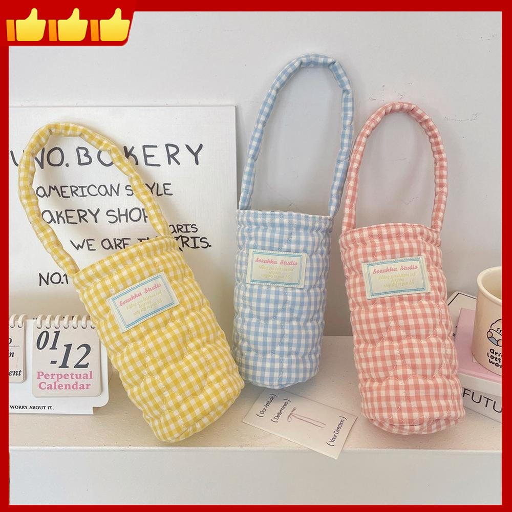 ที่ใส่ขวดน้ําสด Quilted Cup Carrier กันรอยขีดข่วน Minimalist Travel Cup Carrier for Shopping Daily C
