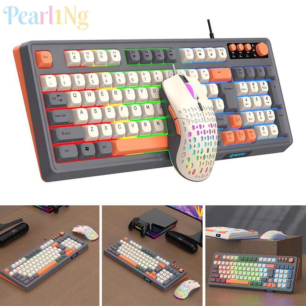 คีย์บอร์ด PEARLTH RAID T98, 98 เค้าโครงคีย์แสงคีย์บอร์ดเมาส์ชุด,แบ็คไลท์สีรุ้งส่องสว่างเกมคีย์บอร์ดแ