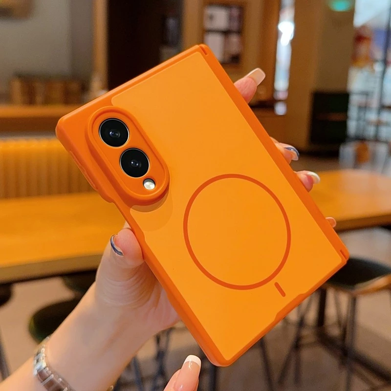 Simple Magnetic Skin Feel เคสโทรศัพท์กันกระแทกสําหรับ Samsung Z Fold 8 Wide Full Lens Coverage สําหรับ Magsafe Slim Fit ทนทาน Cover