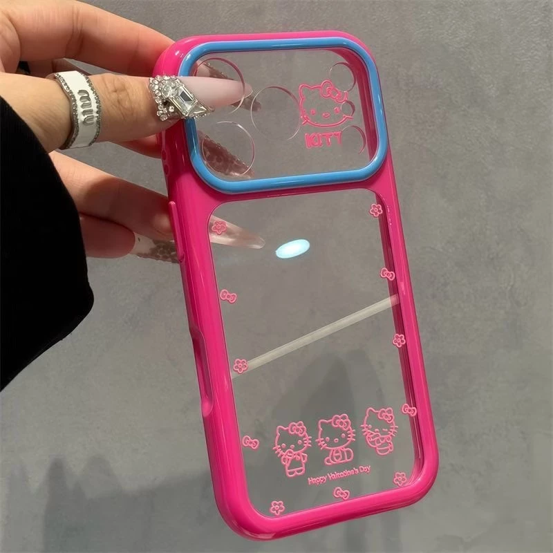 คู่สีความคมชัดหน้าต่างขนาดใหญ่เหมาะสําหรับ แอปเปิล 17 เคสโทรศัพท์มือถือ ไอโฟน16/15/13 โปร่งใส 14 ปกอ่อน 12 ผู้หญิง