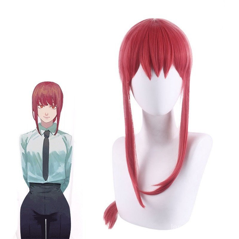 Makima คอสเพลย์ Chainsaw Man 70 cm. วิกผมอะนิเมะฮาโลวีนทนความร้อนกุหลาบยาว + หมวกวิกผม 604ยู