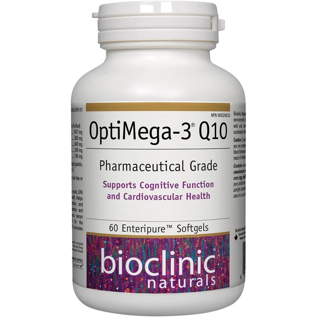 BioClinic Naturals OptiMega-3 Q10 เกรดยา, 60 Entipure Softgels, Omega-3 = 900 mg, EPA = 600 mg, DHA 