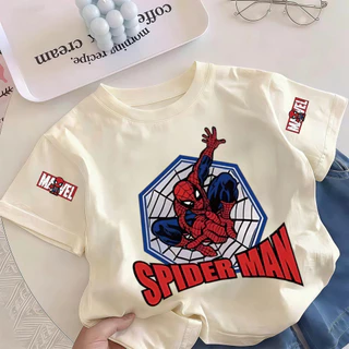 Pebbi Baby เสื้อยืดเด็กฤดูร้อนรุ่นใหม่ ลายสไปเดอร์แมน Spider Man มาร์เวล ผ้าฝ้ายแท้100% นุ่มสบาย เสื้อแขนสั้นเด็กผู้ชาย