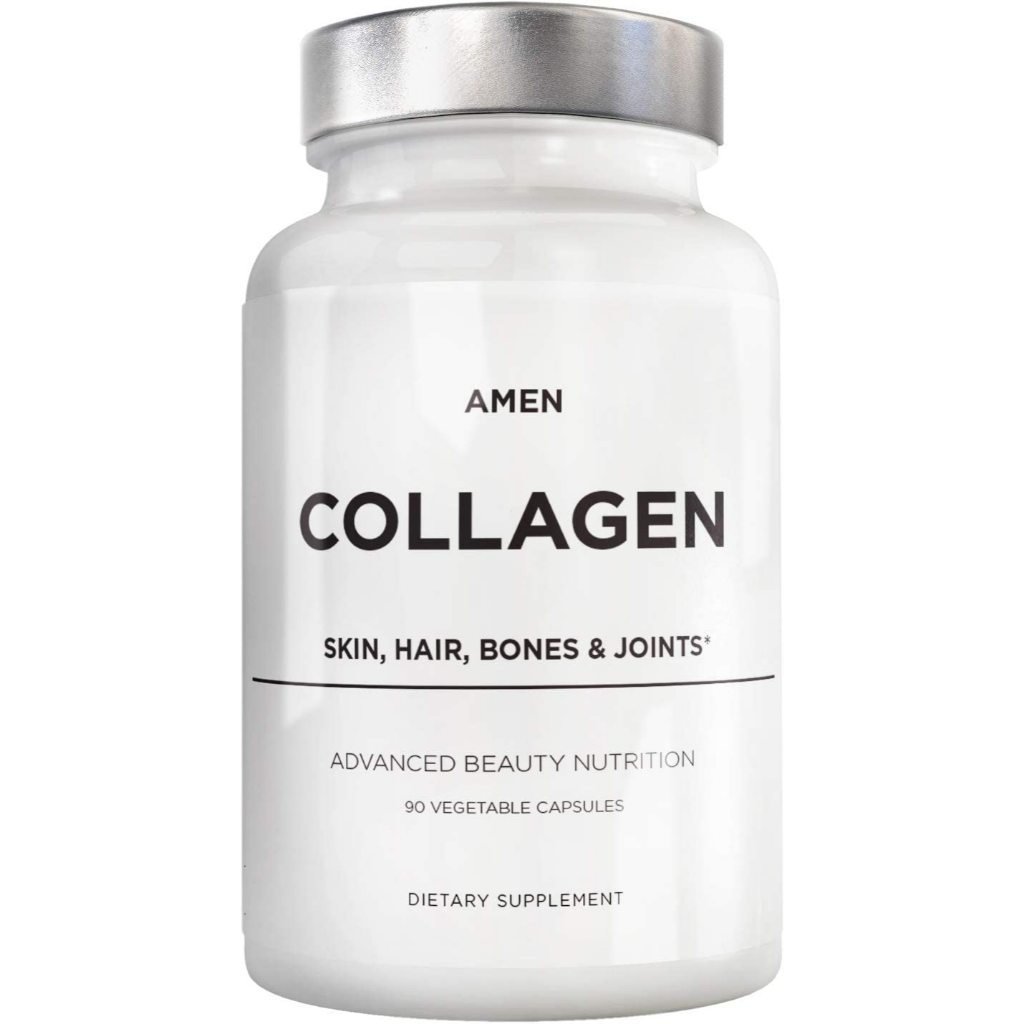 Amen Multi Collagen Peptides 90 แคปซูลพร้อมกรดไฮยาลูโรนิกและวิตามินซี - โปรตีนคอลลาเจน 5 ชนิด I, II,