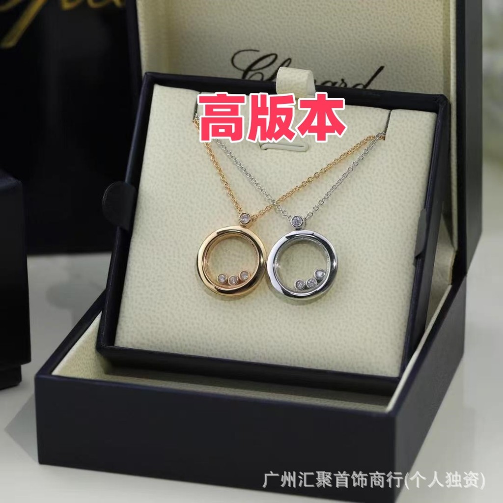 E8F9 สมาร์ทรอบสามเพชรห้าเพชรสร้อยคอเคลือบเงาโซ่กระดูกไหปลาร้าชุบ 18k Rose Gold