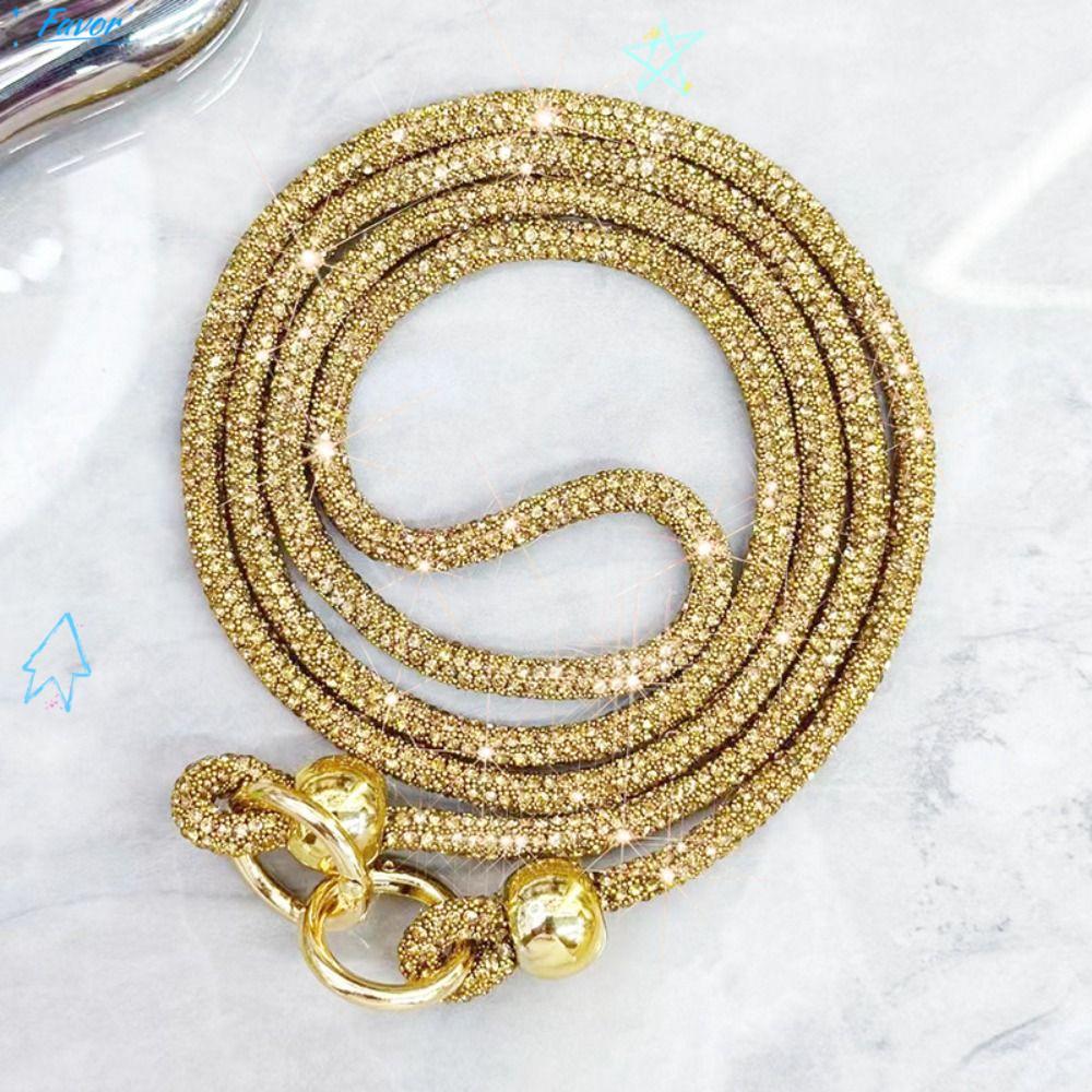 FAVOR เชือกเส้นเล็กโทรศัพท์ Rhinestone, โทรศัพท์คริสตัลสดใสเชือกป้องกันการสูญหาย, แฟชั่น Bling สายคล้องไหล่อุปกรณ์เสริมโทรศัพท์