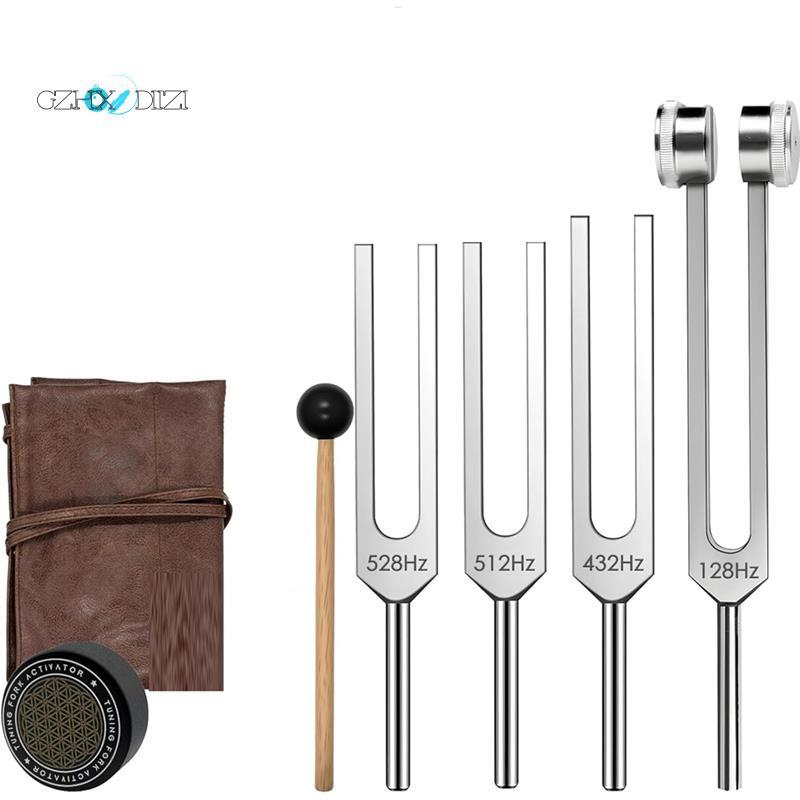 GzhxdiiziFrequency Tools Tuning Fork Set-128Hz 432Hz 512Hz 528Hz Weighted & Unweighted with Activato
