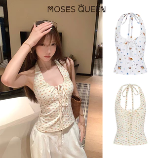 MOSESQUEEN สาวเซ็กซี่ล้วนๆลดอายุและพิมพ์เปลือกเปลือยออกแบบที่ไม่มีสายหนังคล้องคอไม่มีสายหนังเปลือยแจ๊กเก็ตฤดูร้อนสําหรับผู้หญิง #63886