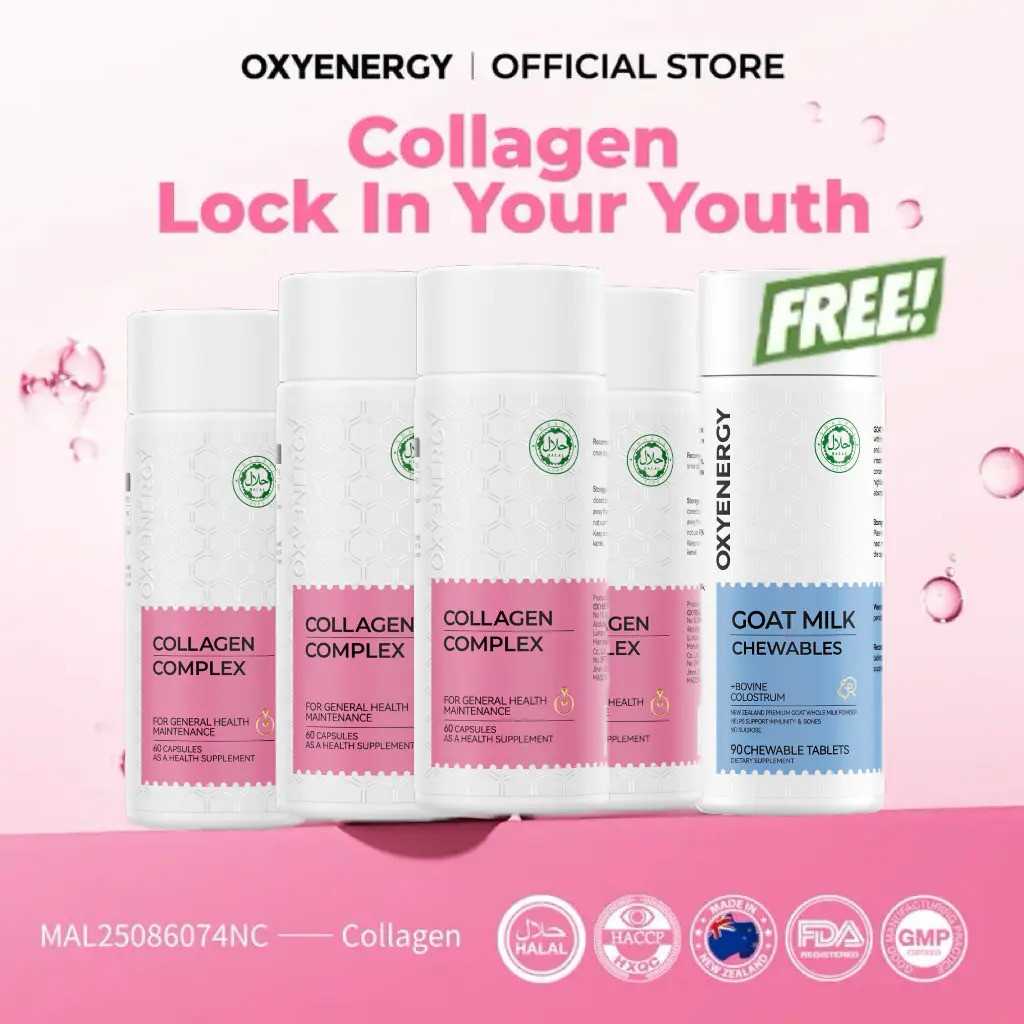 OXYENERGY Collagen 60s, Bouncy Skin & Lock In Your Youth,HALAL, MAL ลงทะเบียน