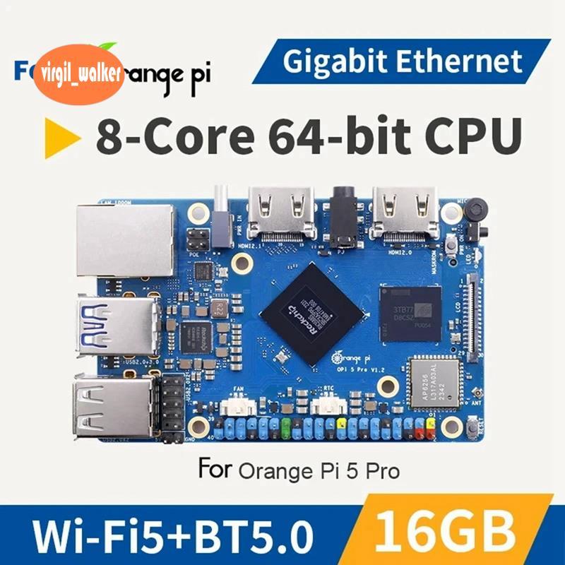 สําหรับ 5 Pro Development Board 16GB RAM RK3588S 8Core 64Bit WiFi 5 + BT5.0 M.2 M-KEY Slot Gigabit E