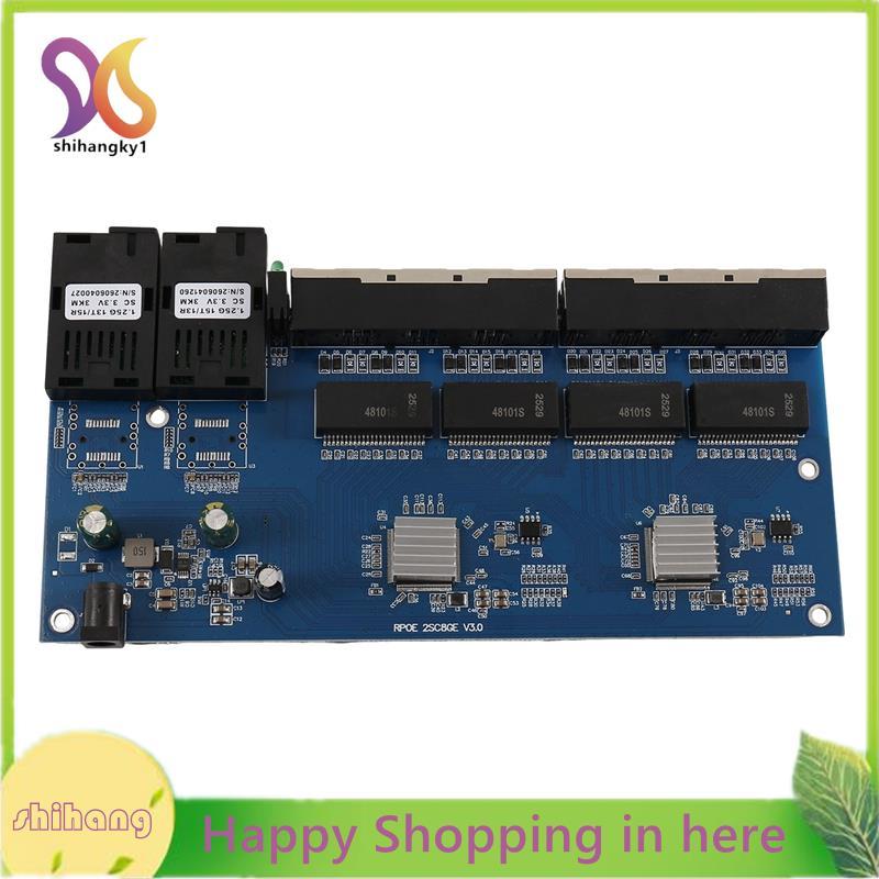Fibra Reverse POE PCB 1000Mx 8 RJ45 1000Mx2 SC Fiber Media Converter PCBA, 3KM