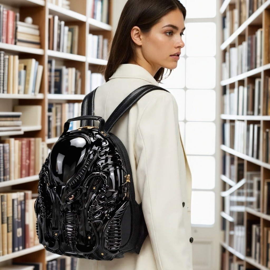 Y2k Fashion Unique Alien Backpack Unique Predator Street Punk Style Unisex Backpack