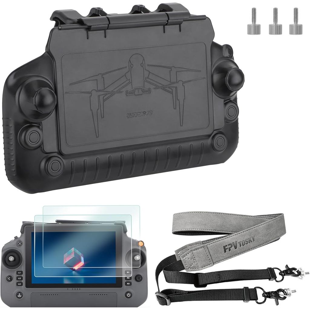 3-in-1 RC Plus Sun Hood + 2 ป้องกันหน้าจอ + สายคล้องคอชุดสําหรับ DJI RC Plus, ใช้งานร่วมกับ DJI Insp