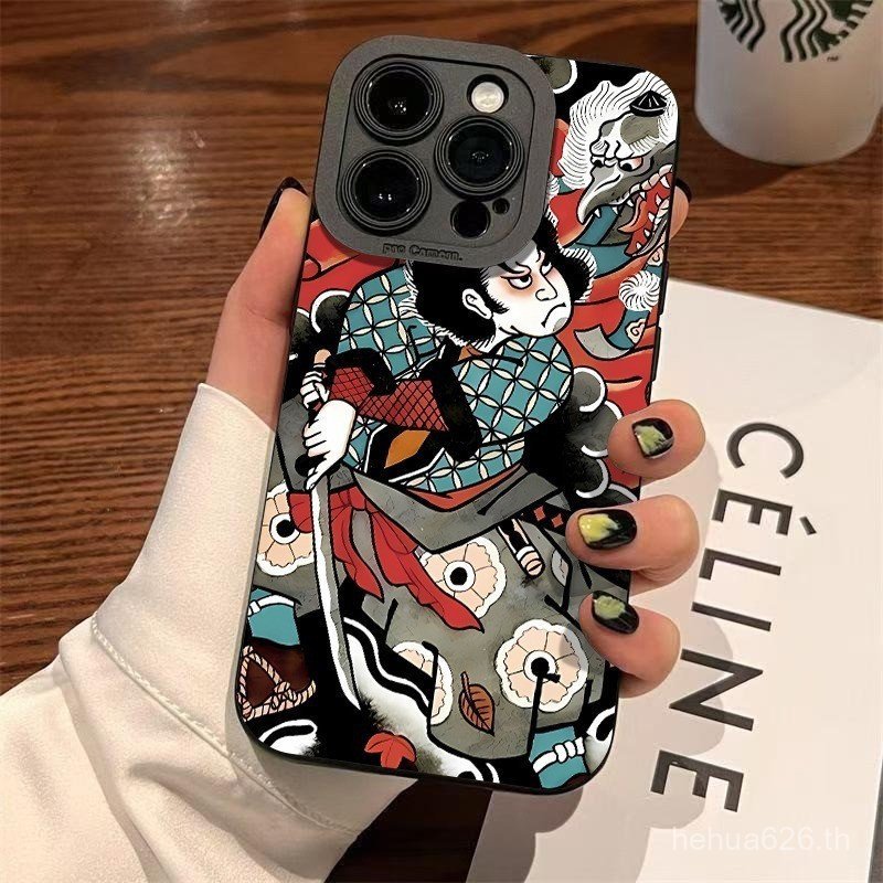 เคสโทรศัพท์TPU Retro SamuraiตัวละครภาพประกอบเหมาะสําหรับiPhone 14promax ip 14 15 16 17 Pro Max 11promax 11 12 13 Pro Max xr xs 12Promaxกันกระแทกป้องกันกรณี