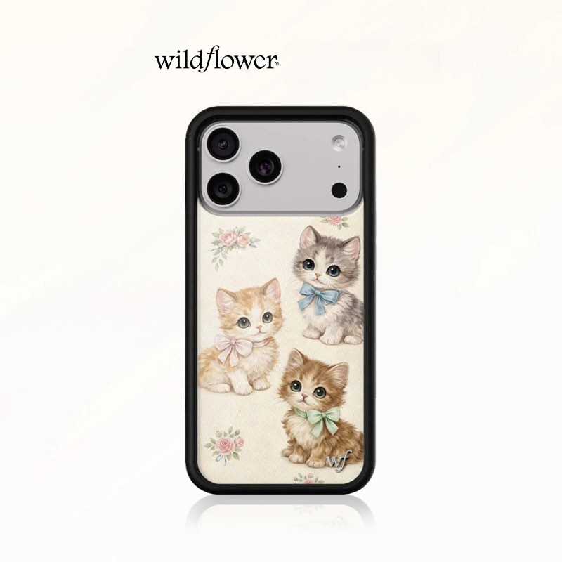 ดอกไม้ป่าวินเทจลูกแมวเคสโทรศัพท์สําหรับiPhone 17 Pro Max 11 12 13 14 15 Pro Max 14 15 Plusซิลิโคนคลุมทั้งหมดกันกระแทกWFปลอกสําหรับiPhone 16 Pro Max 16 Plus
