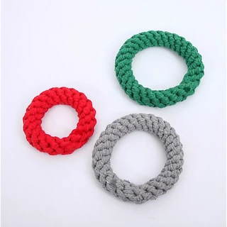 PP-174 เชือกกัดเล่นสุนัข ทรงวงกลม – ของเล่นถักมือ สีสันสดใส เคี้ยวเพลิน