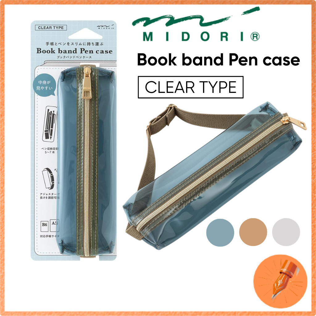 Midori Book Band Pen Case for B6 to A5 Notebooks Transparent Color Variants