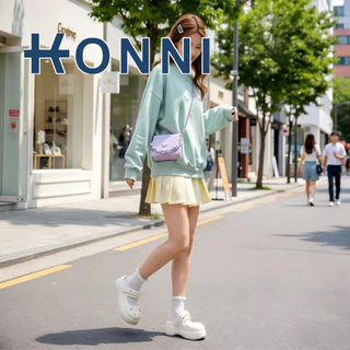 KONNI พร้อมส่งจากไทย แมรี่เจน พื้นสูง รองเท้าแตะหัวโต กันลื่น โลลิต้า EVA รองเท้าหัวโต มรี่เจนวินเทจ KN2-0403