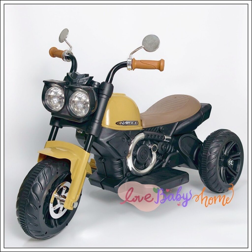 รถมอเตอร์ไซค์ไฟฟ้าเด็ก 3 ล้อ รุ่น Retro Motorcycle มีไฟหน้า มีเสียง ขับเคลื่อนด้วยแบตเตอรี่ ของเล่นเด็ก