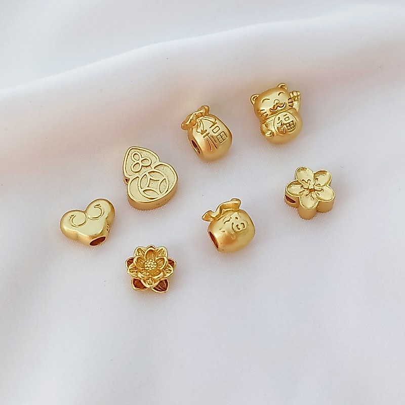 Spacer ลูกปัด 18K Gourd Lucky Bag เมฆมงคล Lotus รูขนาดใหญ่