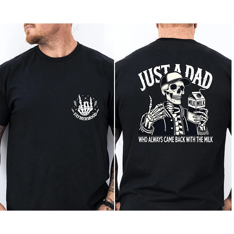 เสื้อยืดลายกราฟิก "Dad Who Always Comes Home After Buying Milk" ผ้าฝ้ายแท้ แขนสั้น คอกลม ใส่ได้ทั้งช