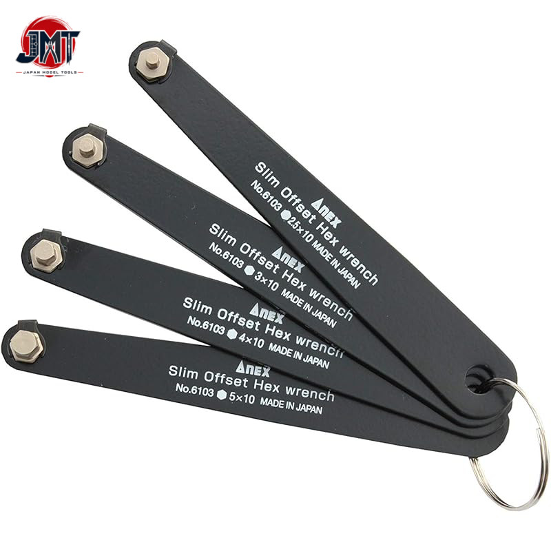 ANEX Hex Wrench Slim Offset Type Set of 4 (2.5/3/4/5mm) No. 6103-F