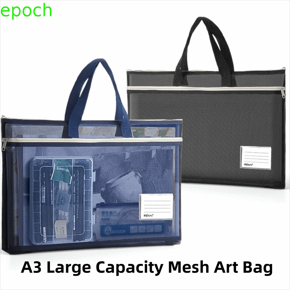 EPOCH A3 กระเป๋าศิลปะตาข่าย, กระเป๋าถือซิปแบบพกพา 8k Sketch Drawing Album, Casual Multifunctional Nylon ทนทาน a4 Test Paper Bag เครื่องเขียน