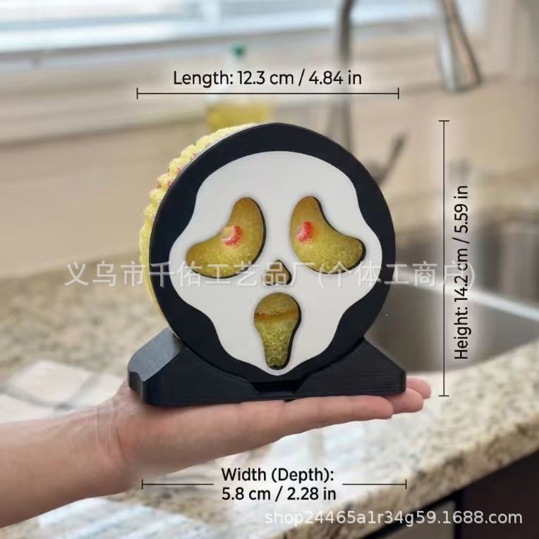 สินค้าใหม่พร้อมสต็อกแบบพกพาการออกแบบนวัตกรรมน่ารัก Ghostface ผู้ถือฟองน้ําห้องครัว Ghostface ผู้ถือฟ