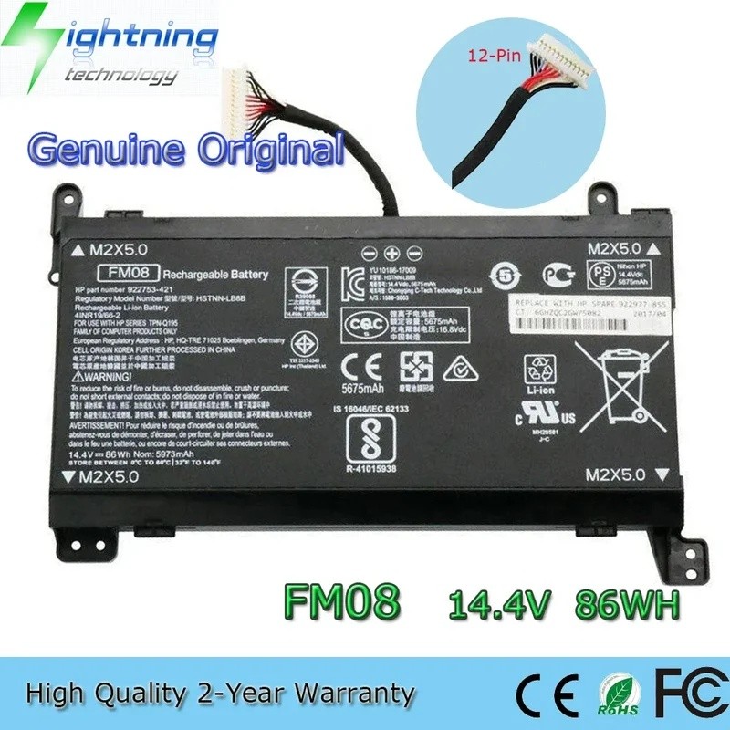 ใหม่ FM08 14.4V 86Wh แบตเตอรี่แล็ปท็อปสําหรับ HP Omen 17-AN014NG 17-AN012DX 17-AN041NG 922753-421 92