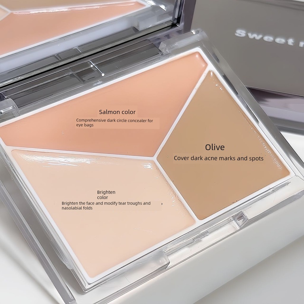 คอนซีลเลอร์ concealer SWEET MINT Tricolor Elf คอนซีลเลอร์ Palette Cover Dark Circles Tear Groove Spo
