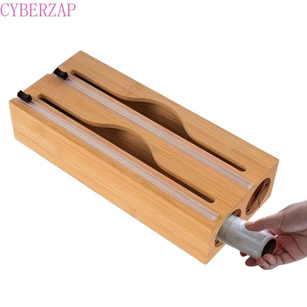 เครื่องตัดฟอยล์ดีบุก CYBERZAP, กล่องเก็บฟิล์มยึดไม้ไผ่ 1/2/3 ช่อง, พร้อมเครื่องตัดสไลด์ Minimalist Wall Mounted Wrap Dispenser อุปกรณ์ครัว