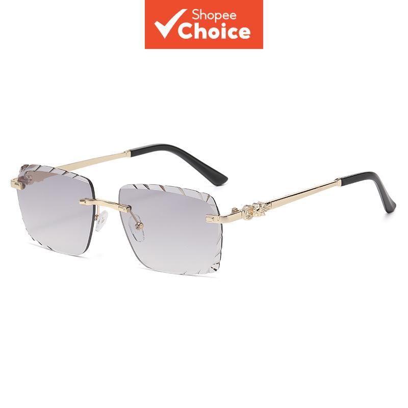 ผู้หญิงหรูหรา Rimless Square Photochromic แว่นตากันแดด Uv400 Thin Gold กรอบโลหะหลายเลนส์ไล่โทนสีสําหรับการขับรถ Travel Daily