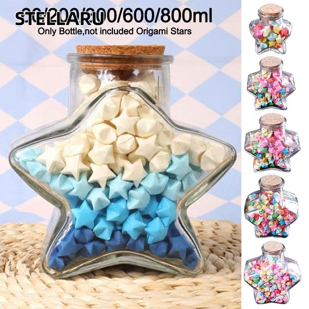 STELLARU Wishing Bottle, Craft Stars Shape Origami Stars Glass Bottle, Creative Pentagram Storage Bo