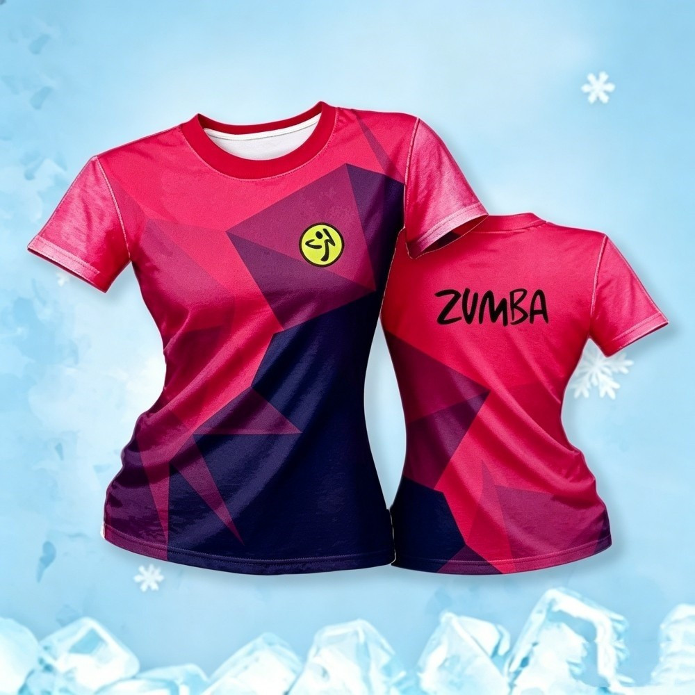 เสื้อยืด Zumba สําหรับผู้หญิงเสื้อแขนสั้น O-คอชุดออกกําลังกายระบายอากาศและแห้งเร็วเสื้อขนาดใหญ่