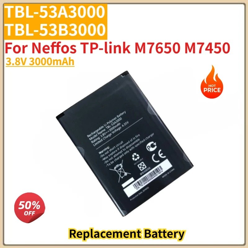 TBL-53A3000 TBL-53B3000 คุณภาพสูง Router แบตเตอรี่ 3.8V 3000mAh สําหรับ Neffos TP-link M7650 M7450 ย