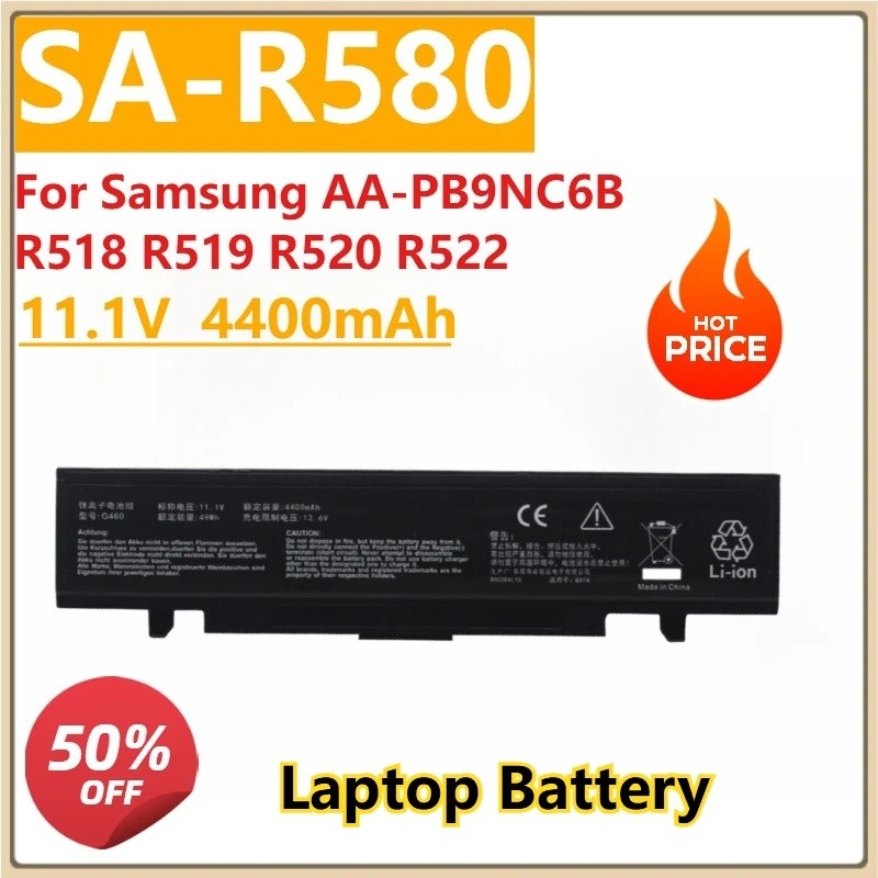SA-R580 11.1V 4400mAh แบตเตอรี่แล็ปท็อปสําหรับ Samsung AA-PB9NC6B R518 R519 R520 R522 R580 R620 R428