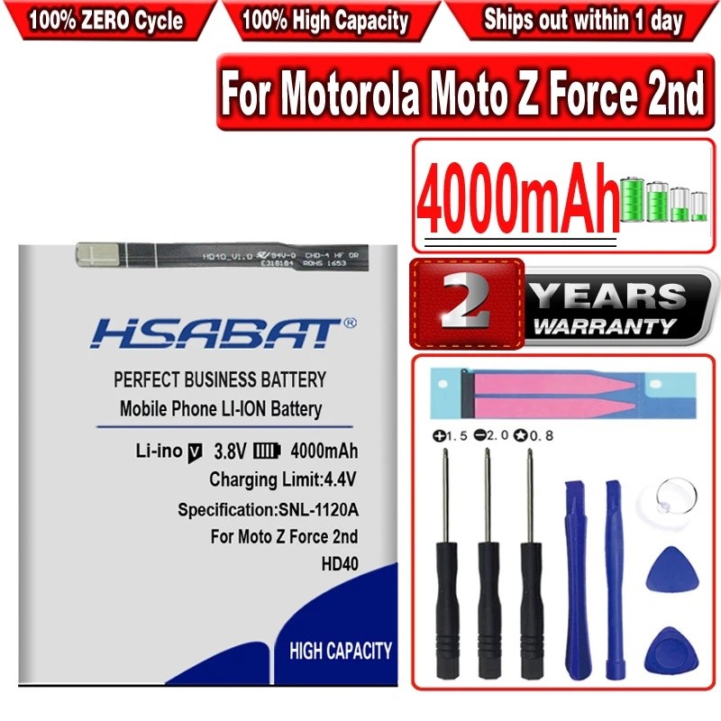 HSABAT 4000mAh HD40 SNN5987A แบตเตอรี่สําหรับ Motorola Moto Z Force 2nd Moto Z Force 2nd gen Z2 Forc