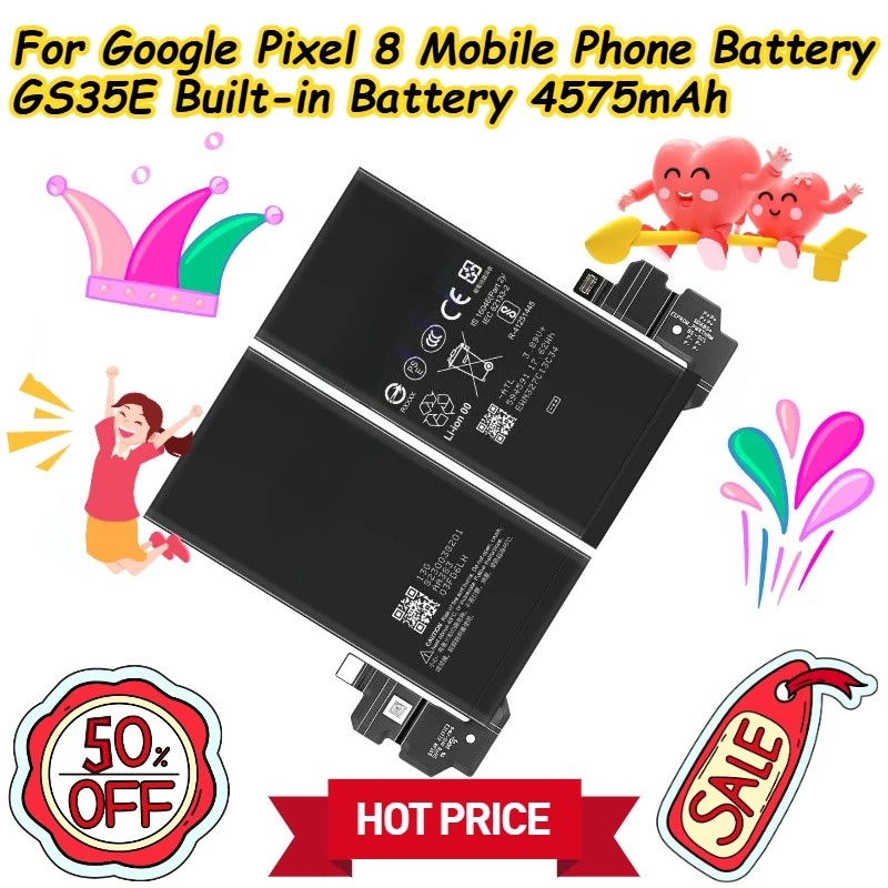 สําหรับแบตเตอรี่โทรศัพท์มือถือ Google Pixel 8 GS35E แบตเตอรี่ในตัว 4575mAh