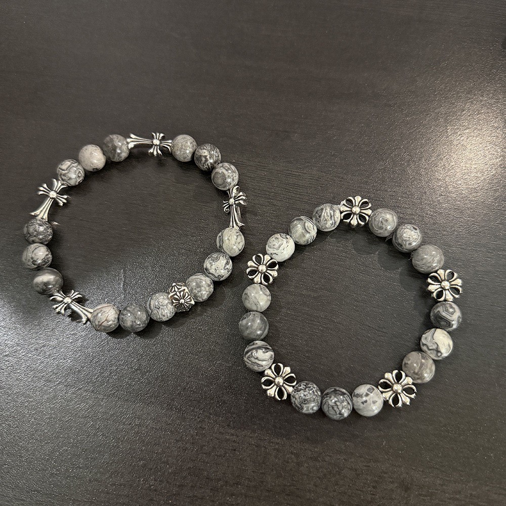สร้อยข้อมือ สร้อยข้อมือ/แฟชั่น All-Match Terrazzo Elastic Round Bead Cross Flower Spacer สร้อยข้อมือลูกปัด