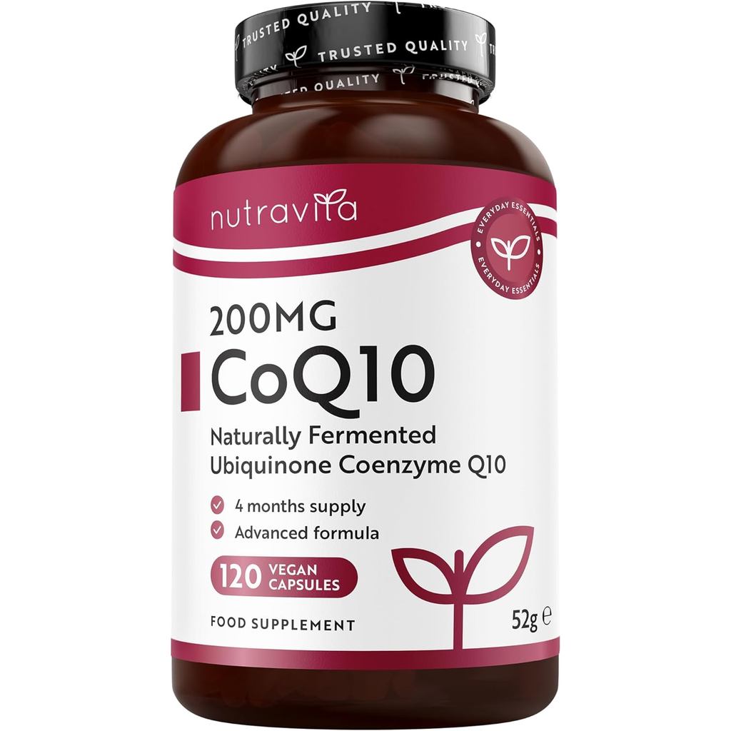 Nutravita CoQ10 plement - 120 Vegan CQ10 Capsules - CoQ10 Ubiquinol 200mg - Q10 Ubiquinone 200mg - C