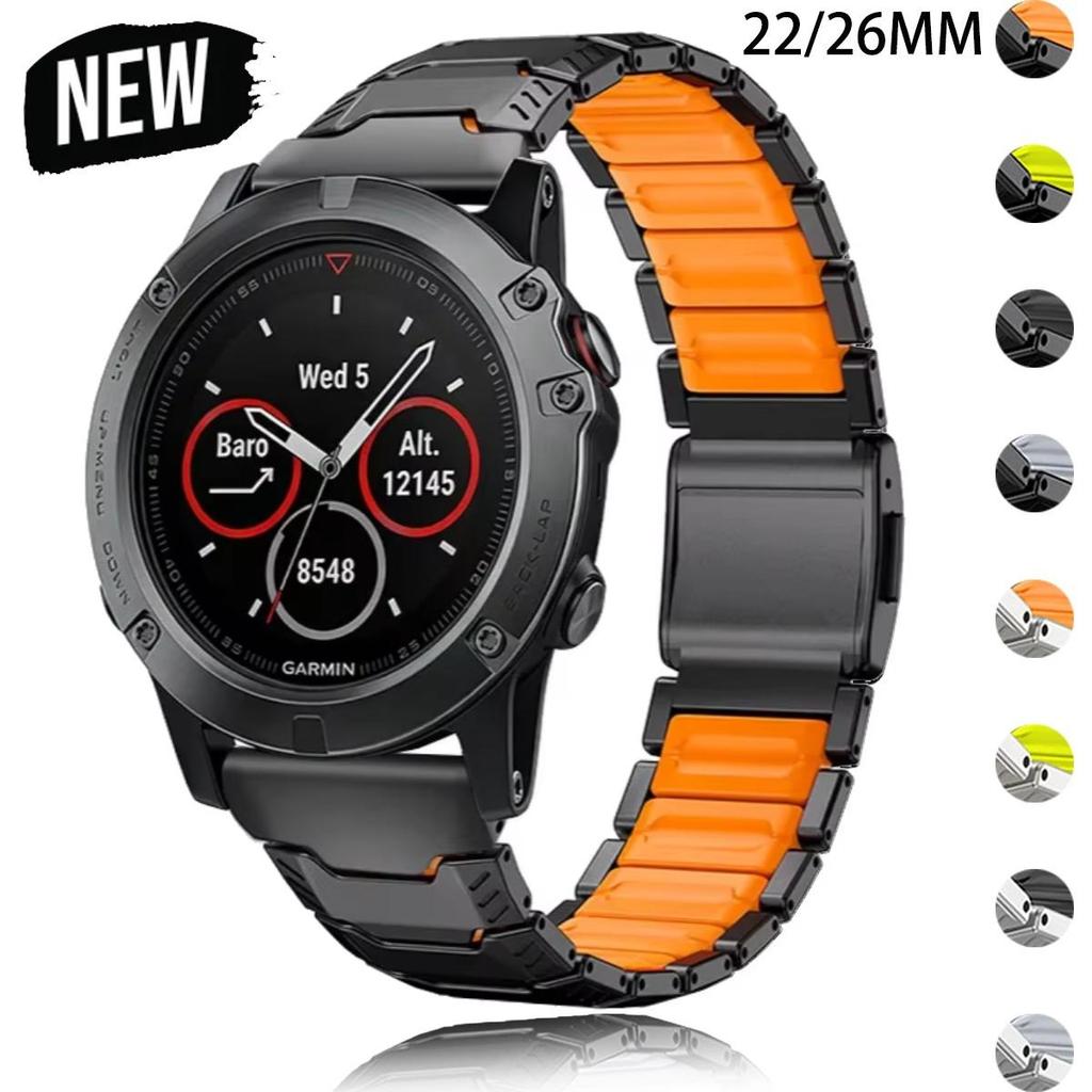 Magnetic Titanium + สายซิลิโคนสําหรับ Garmin Fenix 8 Enduro 3 Instinct 3/2 Man สร้อยข้อมือโลหะสําหรั