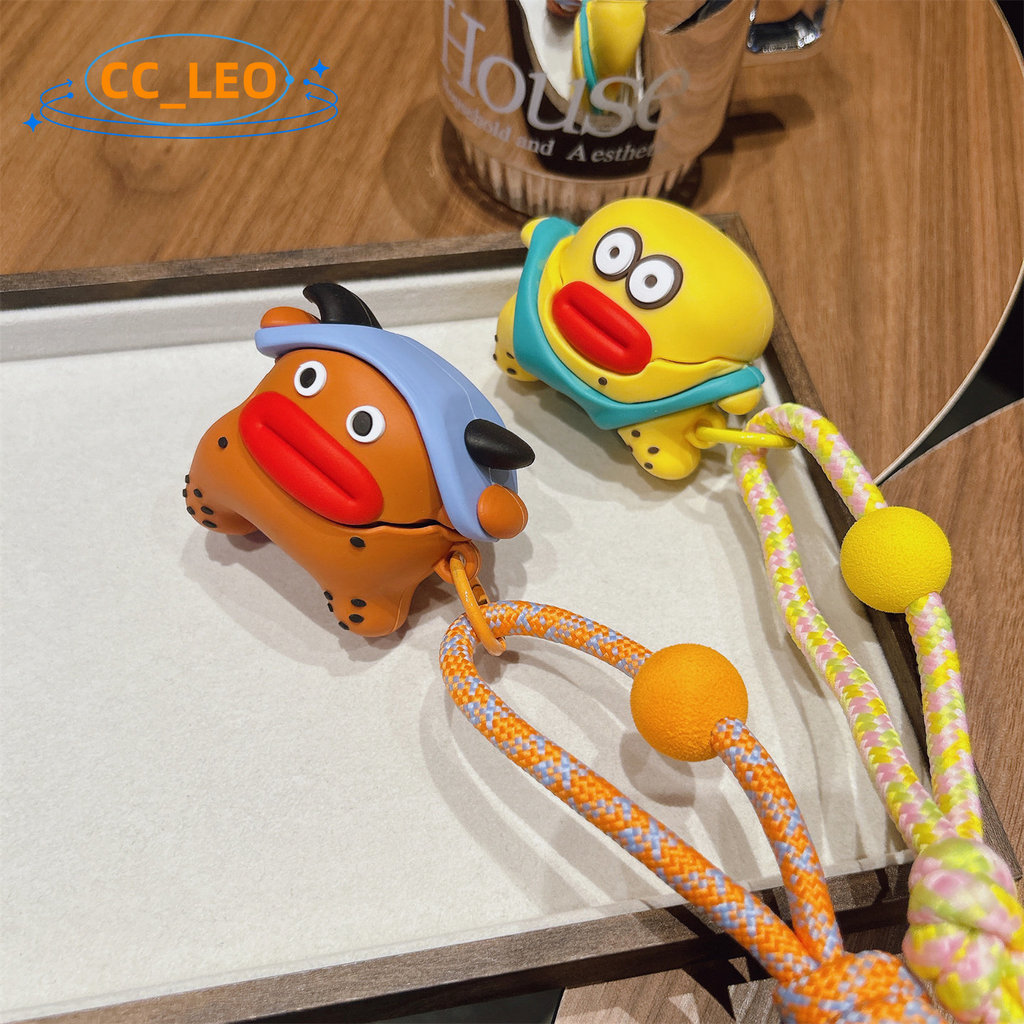 Compatible with Huawei FreeClip 2 S Case Cute 3D Cartoon Silicone Soft Case Suitable for Huawei FreeClip 2 S Shockproof Shell Protective Sleeve with Lanyard